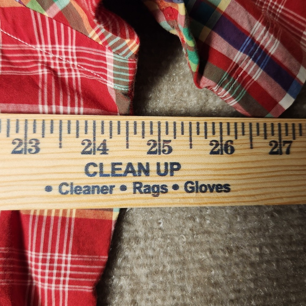 Ralph Lauren Plaid Shirt Mens Large Red Multi Classic Fit Short Sleeve Excellent - Picture 5 of 7